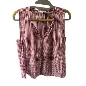 Madewell gingham blouse with tassels - Size small